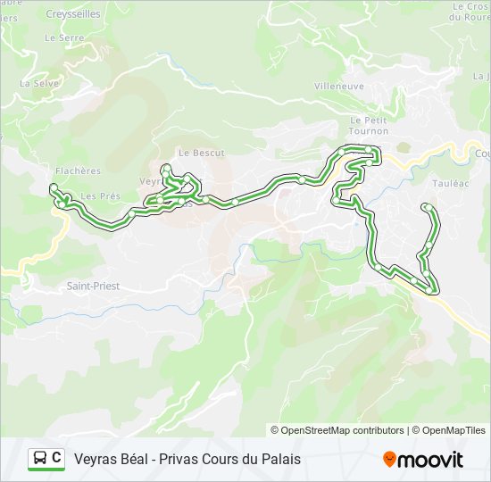 Plan de la ligne C de bus