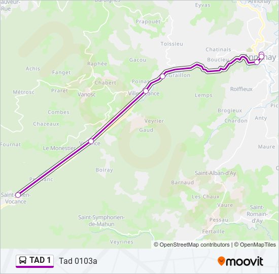 Plan de la ligne TAD 1 de bus