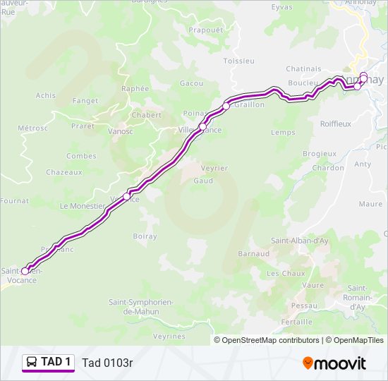 Plan de la ligne TAD 1 de bus