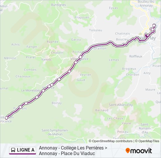 Plan de la ligne LIGNE A de bus