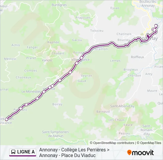 LIGNE A Bus Line Map