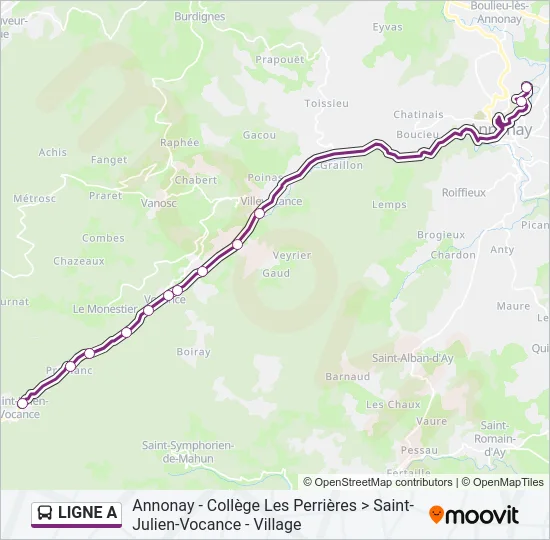 Plan de la ligne LIGNE A de bus