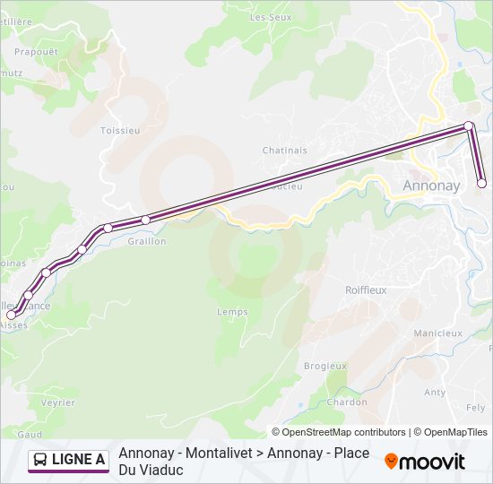 Plan de la ligne LIGNE A de bus