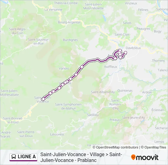 LIGNE A Bus Line Map