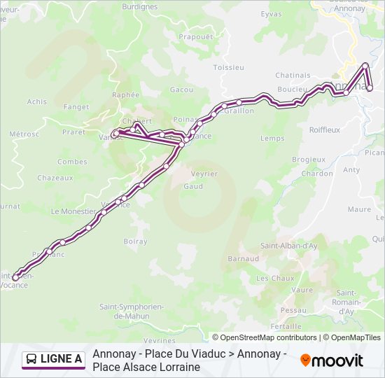 Plan de la ligne LIGNE A de bus