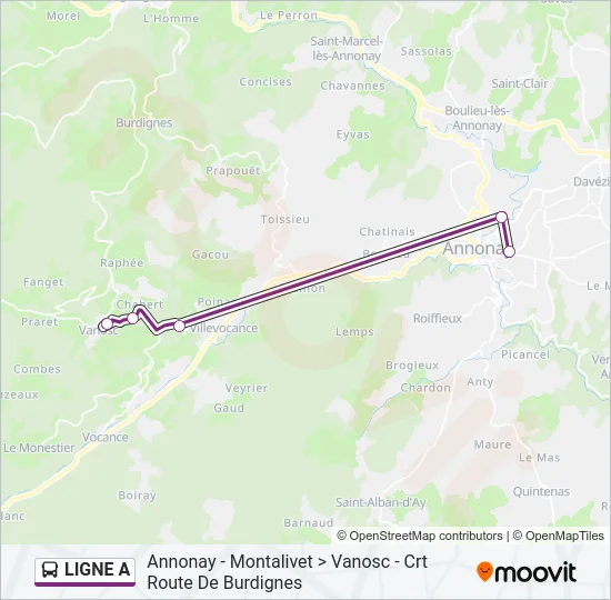 LIGNE A Bus Line Map