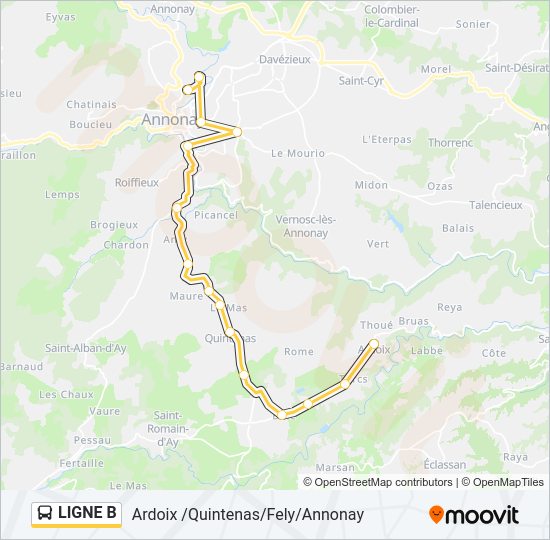 Plan de la ligne LIGNE B de bus