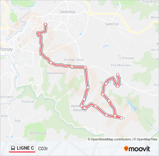 LIGNE C bus Line Map