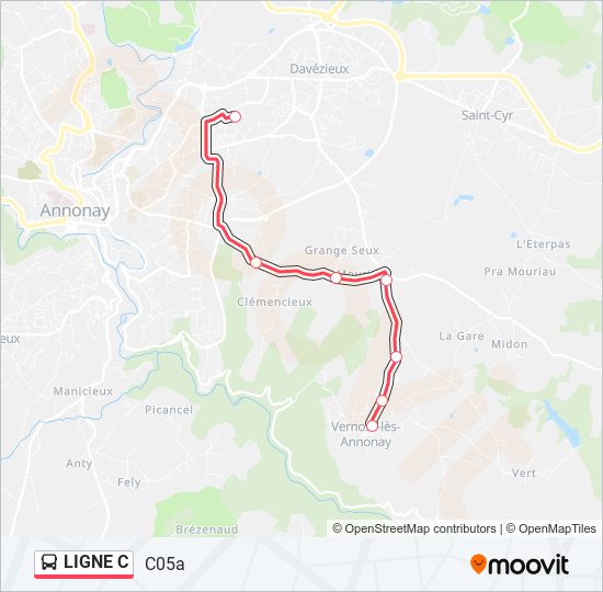 Mapa de LIGNE C de autobús