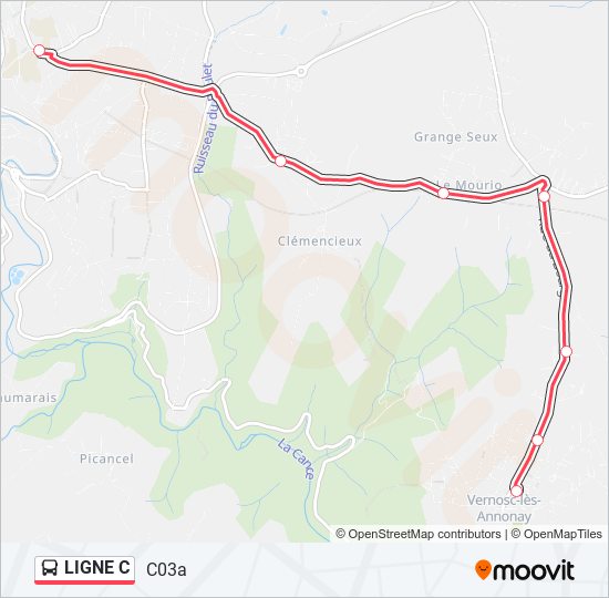 Mapa de LIGNE C de autobús