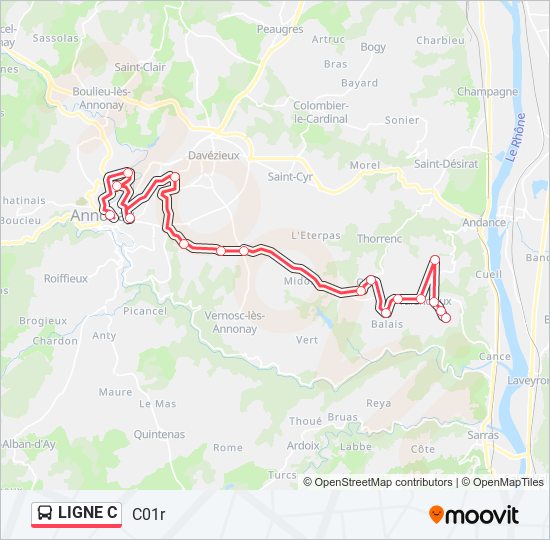 Mapa de LIGNE C de autobús