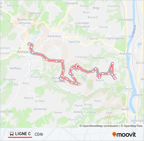 LIGNE C bus Line Map