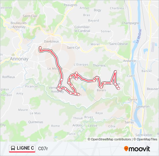 Mapa de LIGNE C de autobús