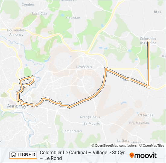 Plan de la ligne LIGNE D de bus