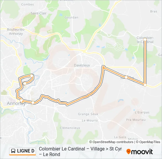 LIGNE D Bus Line Map