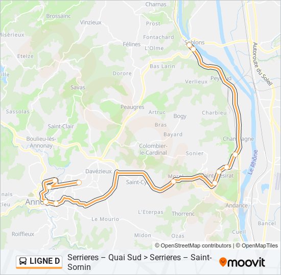 Plan de la ligne LIGNE D de bus