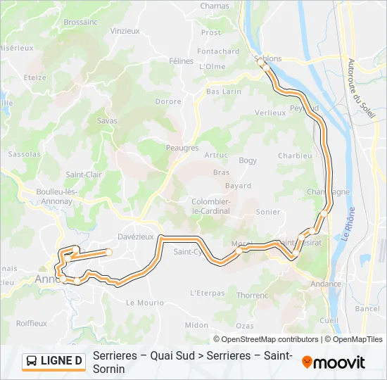 LIGNE D Bus Line Map
