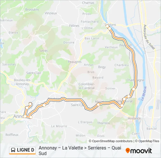 LIGNE D Bus Line Map