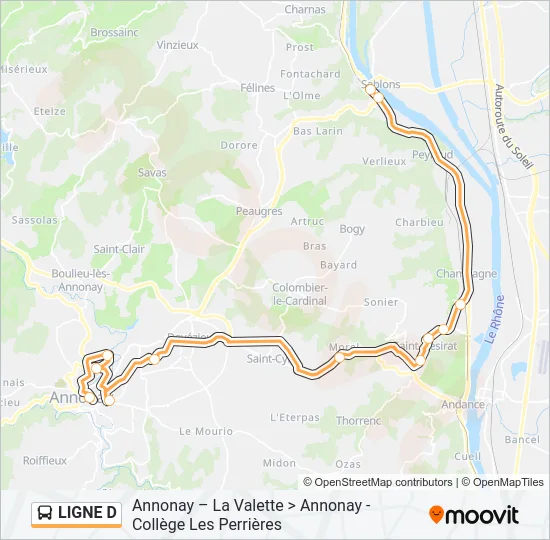 LIGNE D Bus Line Map