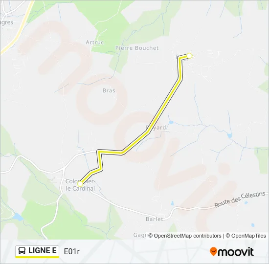 LIGNE E Bus Line Map