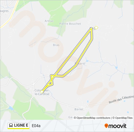 Plan de la ligne LIGNE E de bus