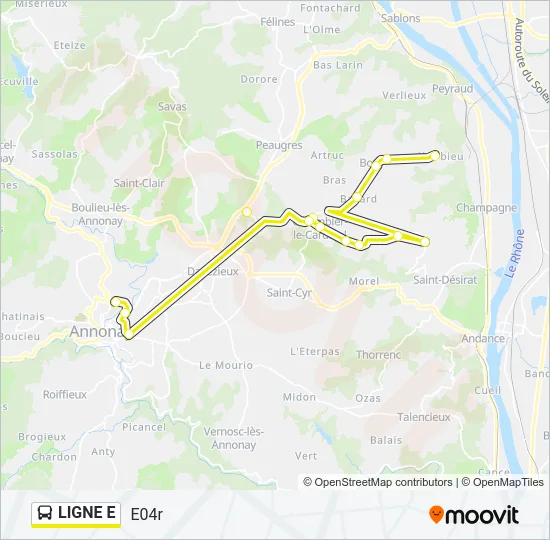 LIGNE E Bus Line Map