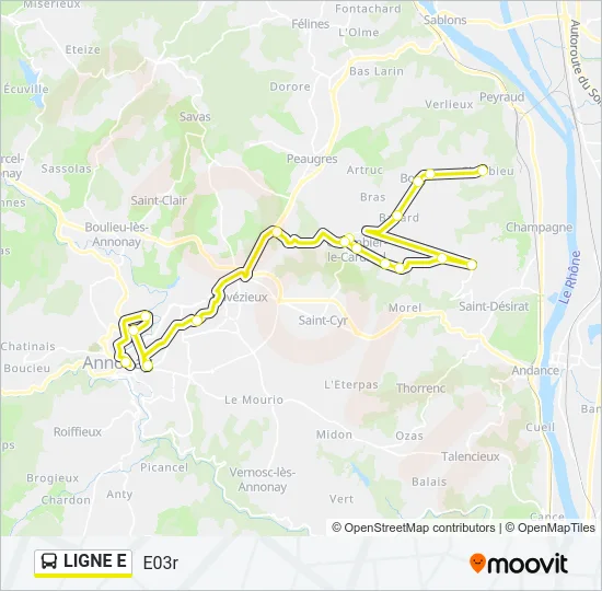 LIGNE E Bus Line Map