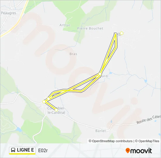 LIGNE E Bus Line Map