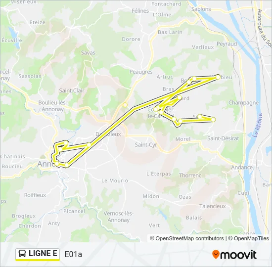LIGNE E Bus Line Map