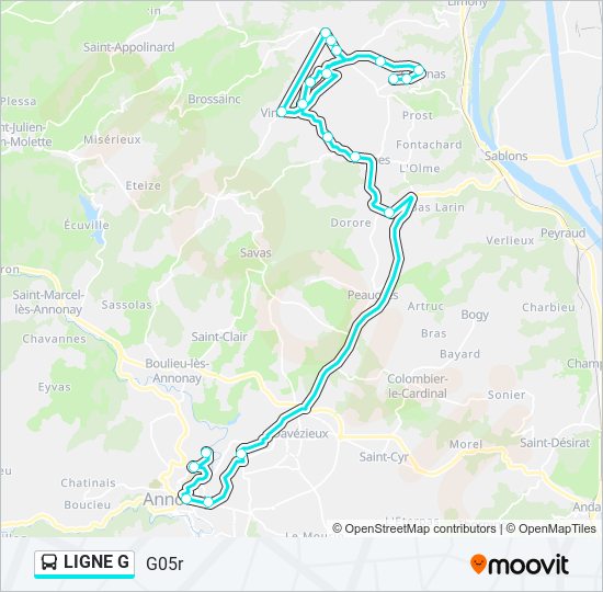 Mapa de LIGNE G de autobús