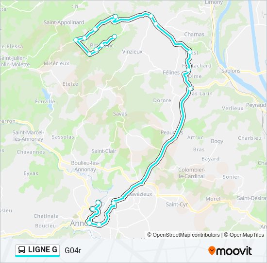 Mapa de LIGNE G de autobús