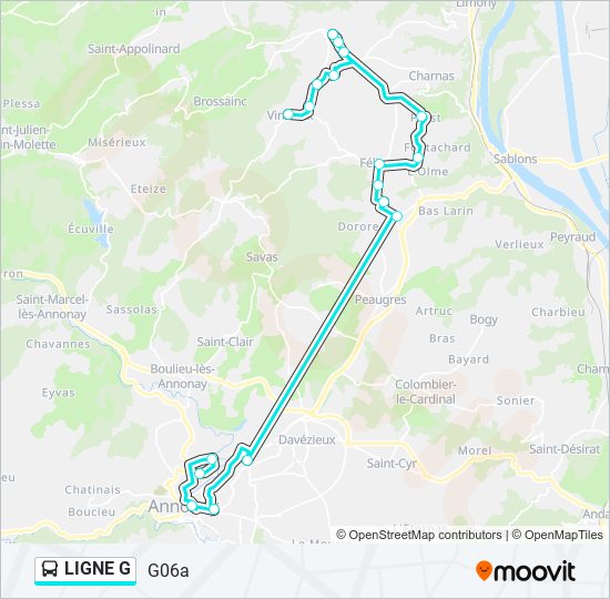 Plan de la ligne LIGNE G de bus