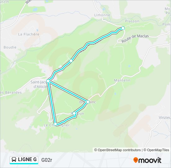 Plan de la ligne LIGNE G de bus