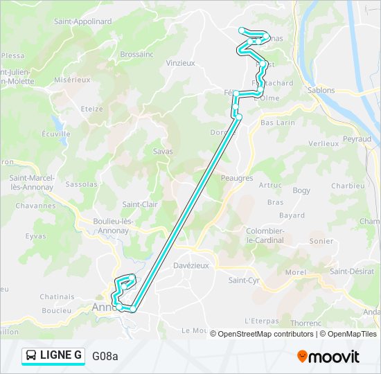 Mapa de LIGNE G de autobús