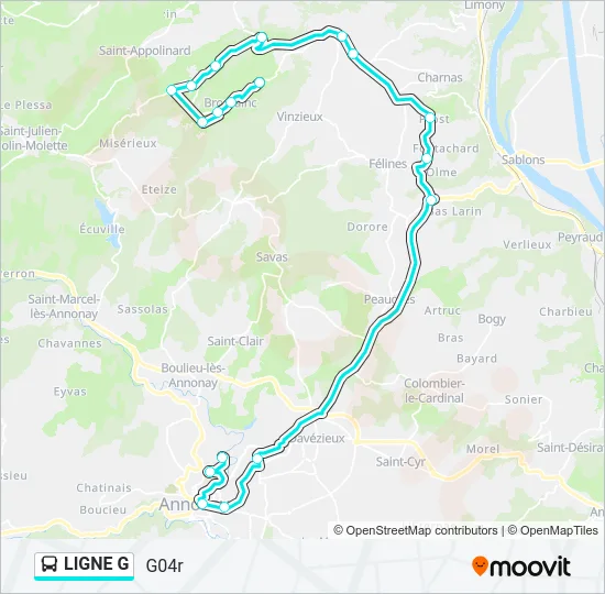 LIGNE G Bus Line Map