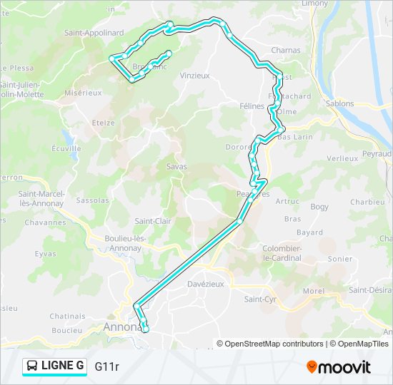 Plan de la ligne LIGNE G de bus