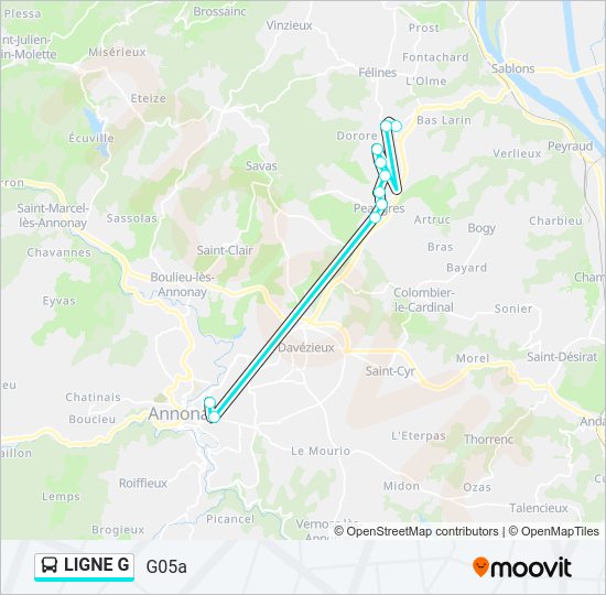 Plan de la ligne LIGNE G de bus