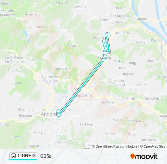LIGNE G Bus Line Map