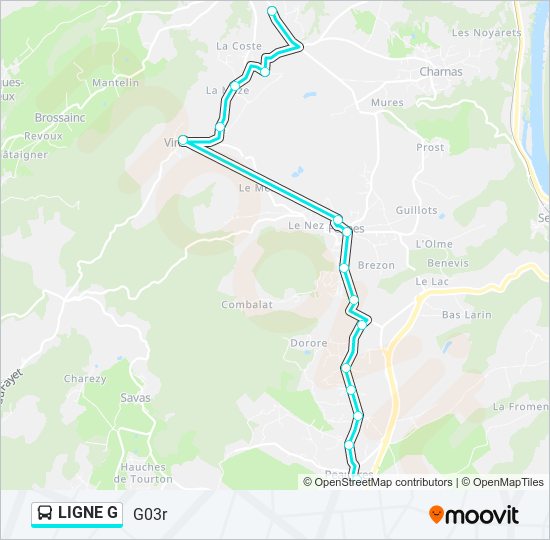 LIGNE G bus Line Map