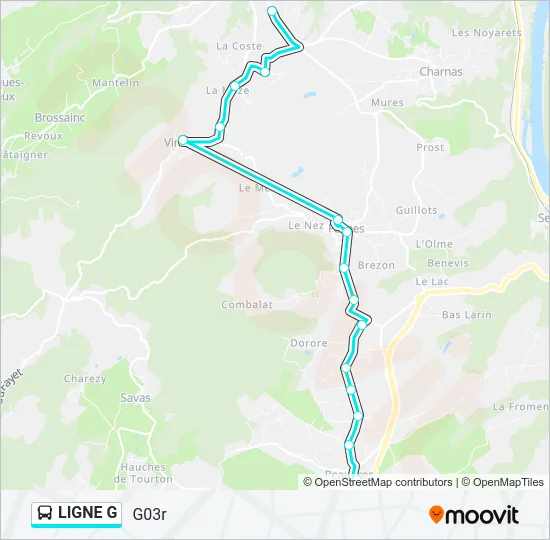 LIGNE G Bus Line Map