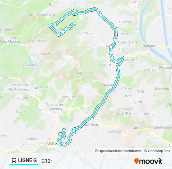 LIGNE G Bus Line Map