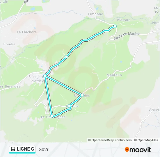 LIGNE G Bus Line Map