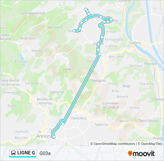 LIGNE G Bus Line Map