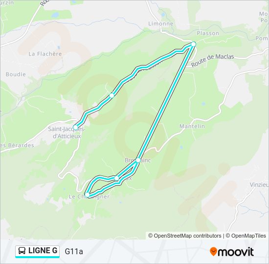 Plan de la ligne LIGNE G de bus