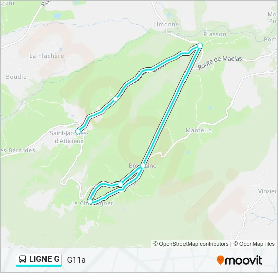 LIGNE G Bus Line Map
