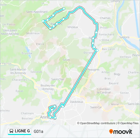 LIGNE G Bus Line Map