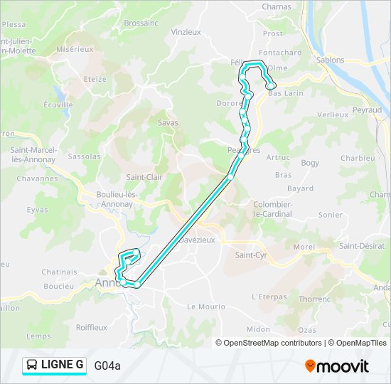 Plan de la ligne LIGNE G de bus