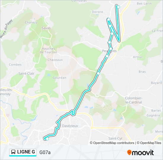 Plan de la ligne LIGNE G de bus