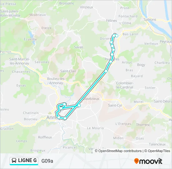 LIGNE G Bus Line Map