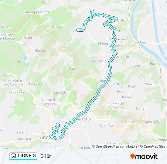 LIGNE G bus Line Map